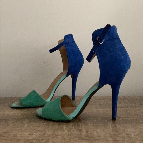 REDUCED! Zigi Soho Blue and Green Suede Heels, 8.5 - Picture 3 of 3